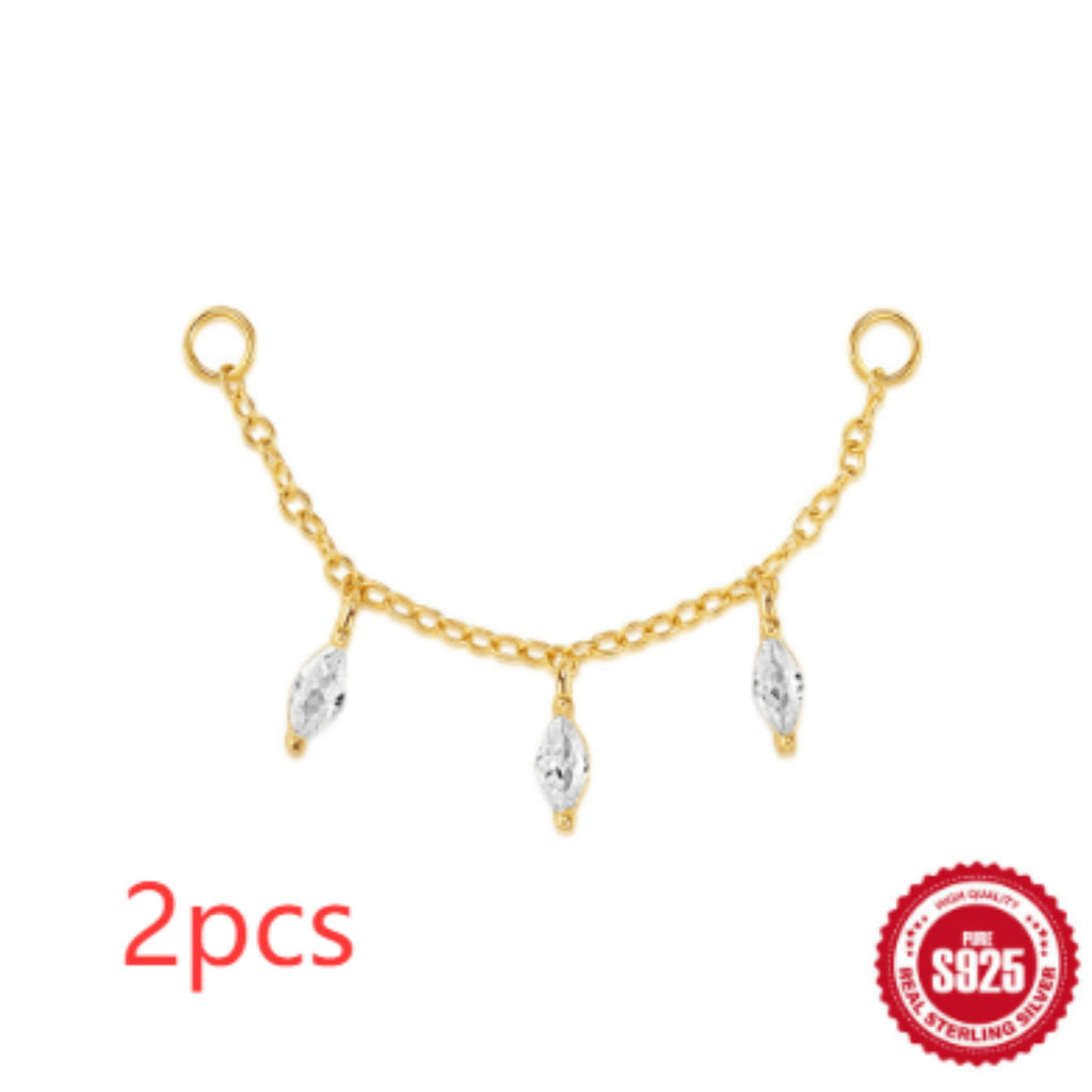 S925 Sterling Silver Water Drop Earrings Flat Spiral Puncture