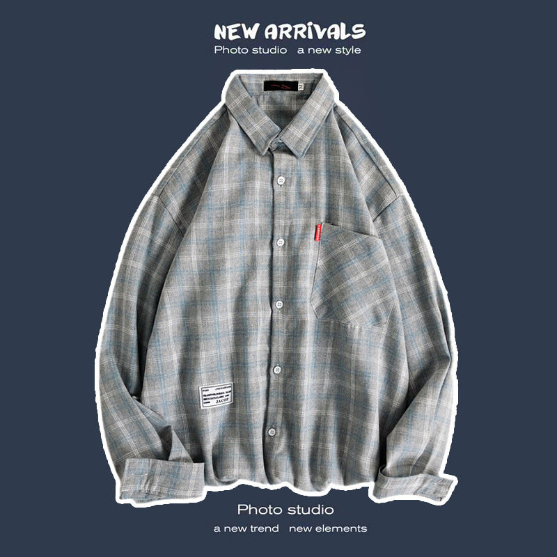 Loose Fashion Personality Men's Retro Plaid Coat