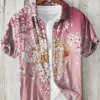 Men's Versatile Casual Loose Button Printed Shirt