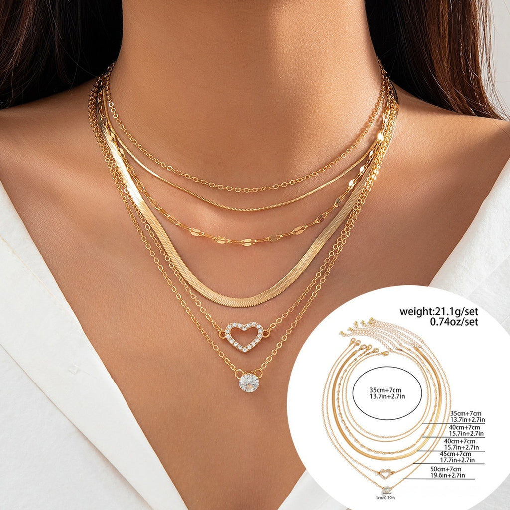 Snake Bone Chain Contrast Color Necklace Women's Versatile Diamond