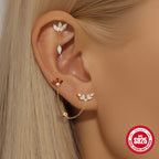 S925 Sterling Silver Water Drop Earrings Flat Spiral Puncture