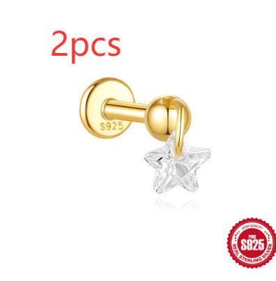 S925 Sterling Silver Moon Diamond Embedded Star Ear Rings