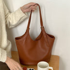 Idle Style Fashion Light Retro Pu Soft Leather Large Capacity Commuter Shoulder Bag