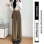 Loose Ice Silk Drape Wide-leg Straight Trousers
