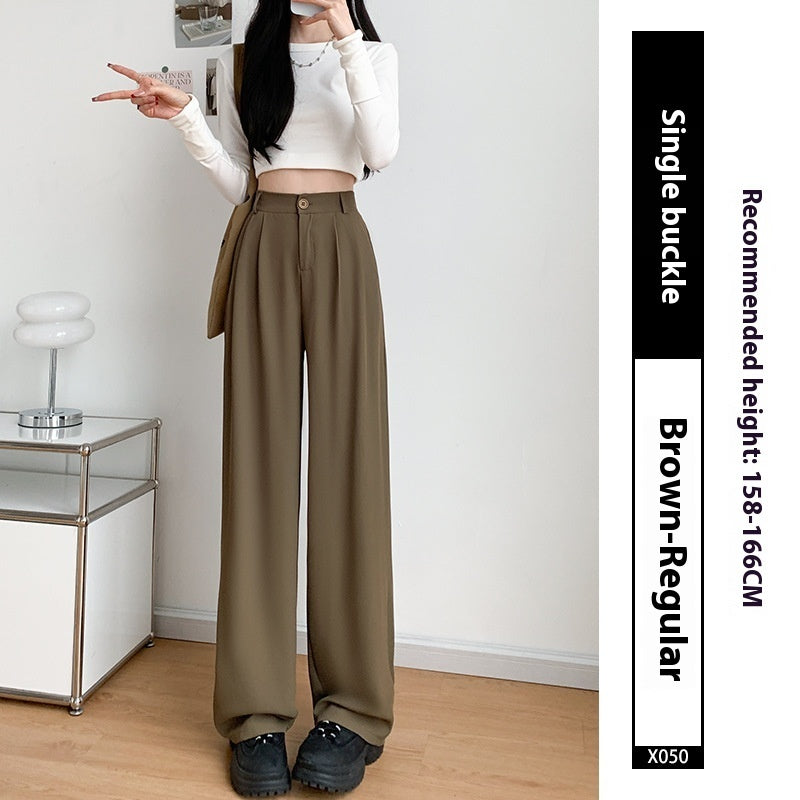 Loose Ice Silk Drape Wide-leg Straight Trousers
