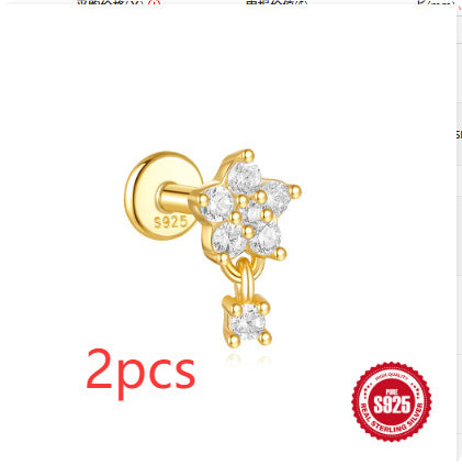 S925 Sterling Silver Moon Diamond Embedded Star Ear Rings
