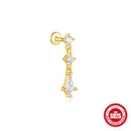 S925 Sterling Silver Geometric Kite Rhinestone-encrusted Chain Tassel Flat Head