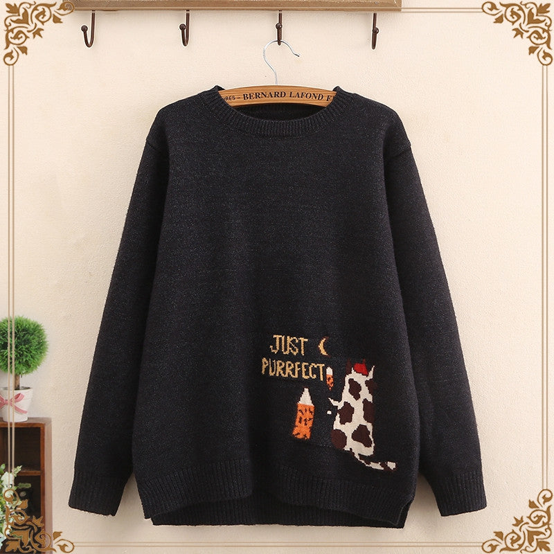 Round neck fall/winter pullover sweater