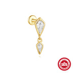 S925 Sterling Silver Geometric Kite Rhinestone-encrusted Chain Tassel Flat Head