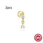 S925 Sterling Silver Water Drop Earrings Flat Spiral Puncture