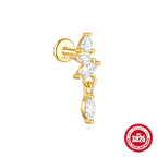 S925 Sterling Silver Moon Diamond Embedded Star Ear Rings