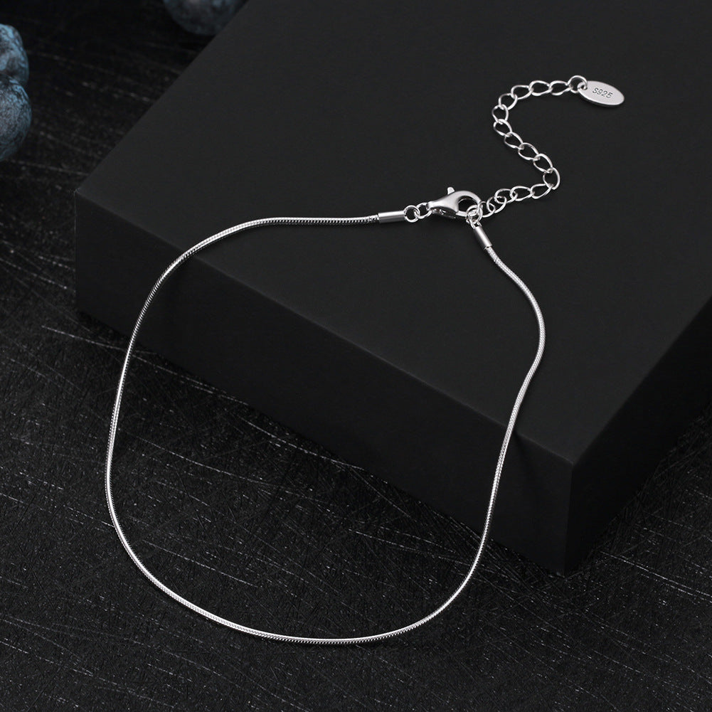 S925 Sterling Silver Anklet Adjustable Snake Chain