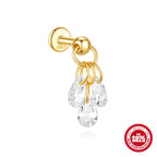 S925 Sterling Silver Moon Diamond Embedded Star Ear Rings