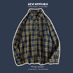 Loose Fashion Personality Men's Retro Plaid Coat