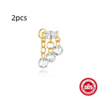 S925 Sterling Silver Water Drop Earrings Flat Spiral Puncture