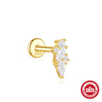 S925 Sterling Silver Geometric Kite Rhinestone-encrusted Chain Tassel Flat Head