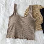 U-collar Spaghetti Straps Outerwear Inner Sports Vest