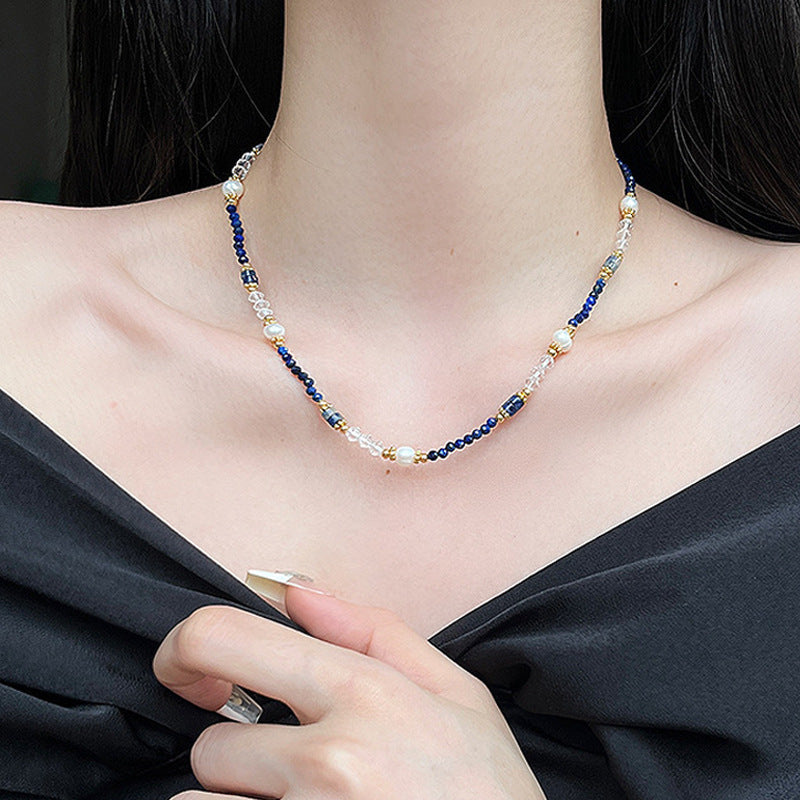 New Chinese Retro Natural Stone Pearl Crystal Necklace For Women