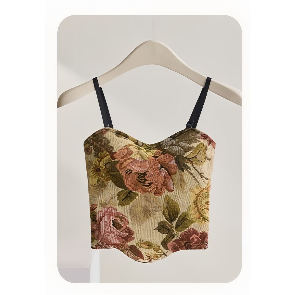 Vintage Floral Pleated Beauty Back Sling