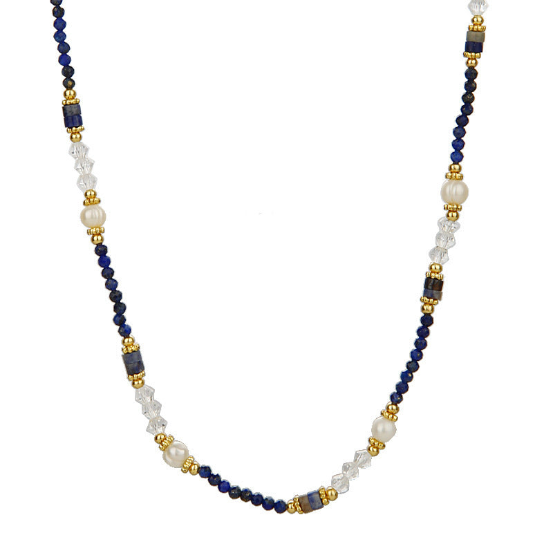 New Chinese Retro Natural Stone Pearl Crystal Necklace For Women