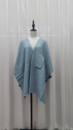 Fur Collar Fur Ball Knitted Cardigan Cape And Shawl