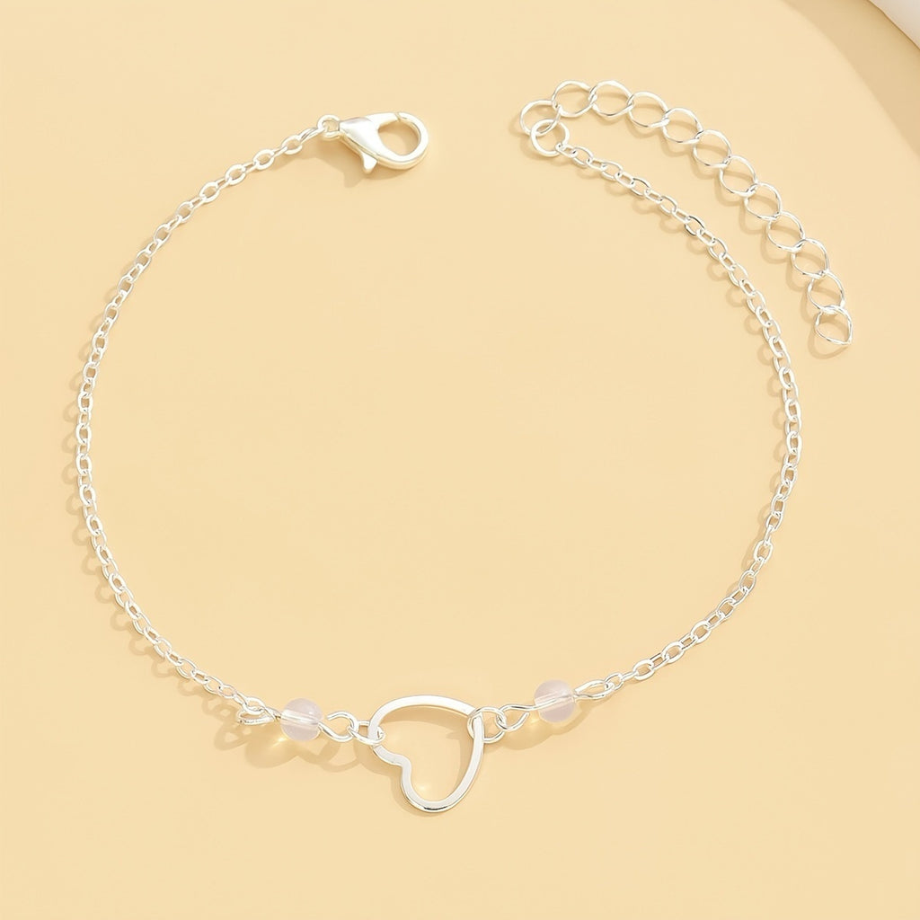 Fashion Simple Style Anklet Heart-shaped Pendant Adjustable