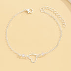 Fashion Simple Style Anklet Heart-shaped Pendant Adjustable