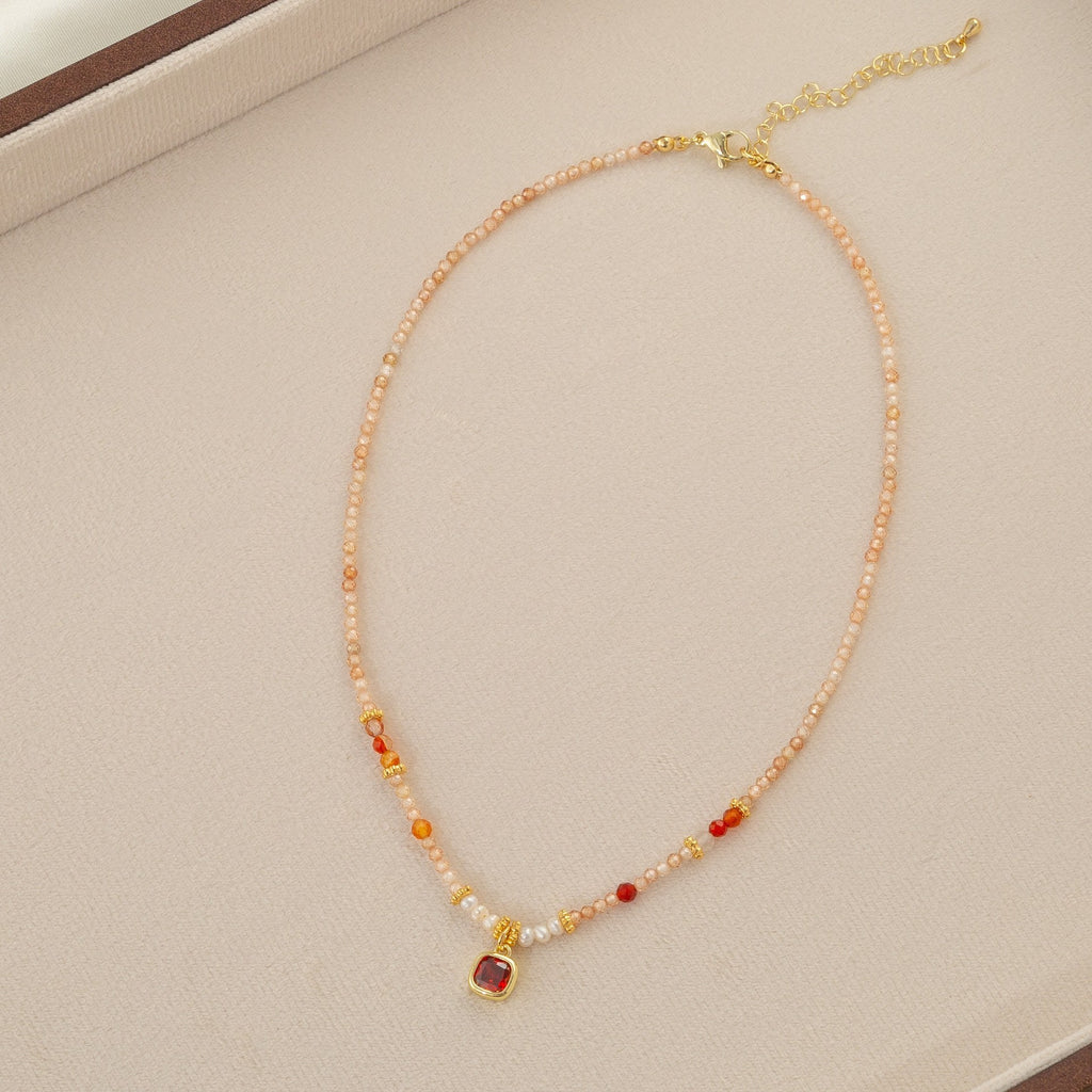 New Chinese Retro Natural Stone Pearl Crystal Necklace For Women