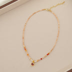 New Chinese Retro Natural Stone Pearl Crystal Necklace For Women
