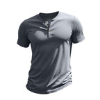 Muscle Bamboo Retro Henley Shirt Short Sleeve