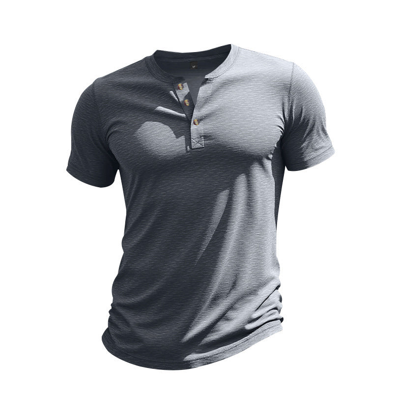 Muscle Bamboo Retro Henley Shirt Short Sleeve