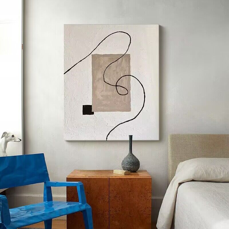 Pure Hand Drawing Minimalist Black And White Living Room Decorative Painting