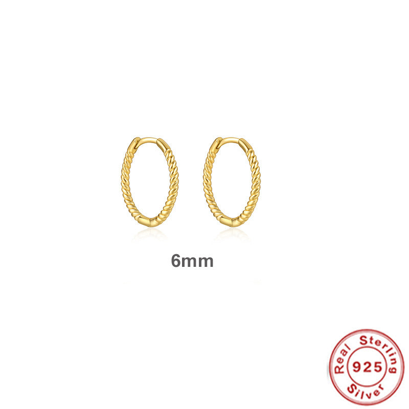 Twist S925 Sterling Silver Hipster Twisted String Round Ring Earrings