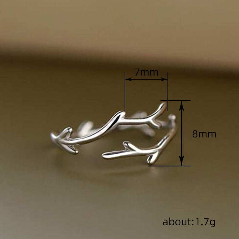 Minimalist Branches Classic Opening Adjustable Ring