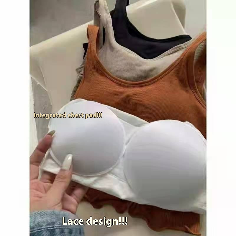 U-collar Spaghetti Straps Outerwear Inner Sports Vest