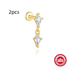 S925 Sterling Silver Water Drop Earrings Flat Spiral Puncture