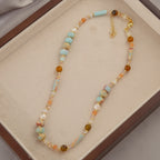 New Chinese Retro Natural Stone Pearl Crystal Necklace For Women