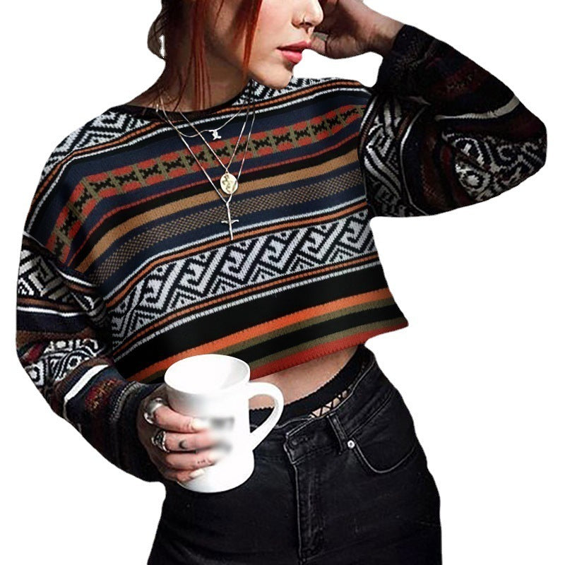 Color Matching Personality Sweater Women's Fall Winter Fashion Top