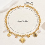 Niche Love Inlaid Pearl Gem Same Design Pendant Chain