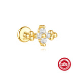 S925 Sterling Silver Moon Diamond Embedded Star Ear Rings