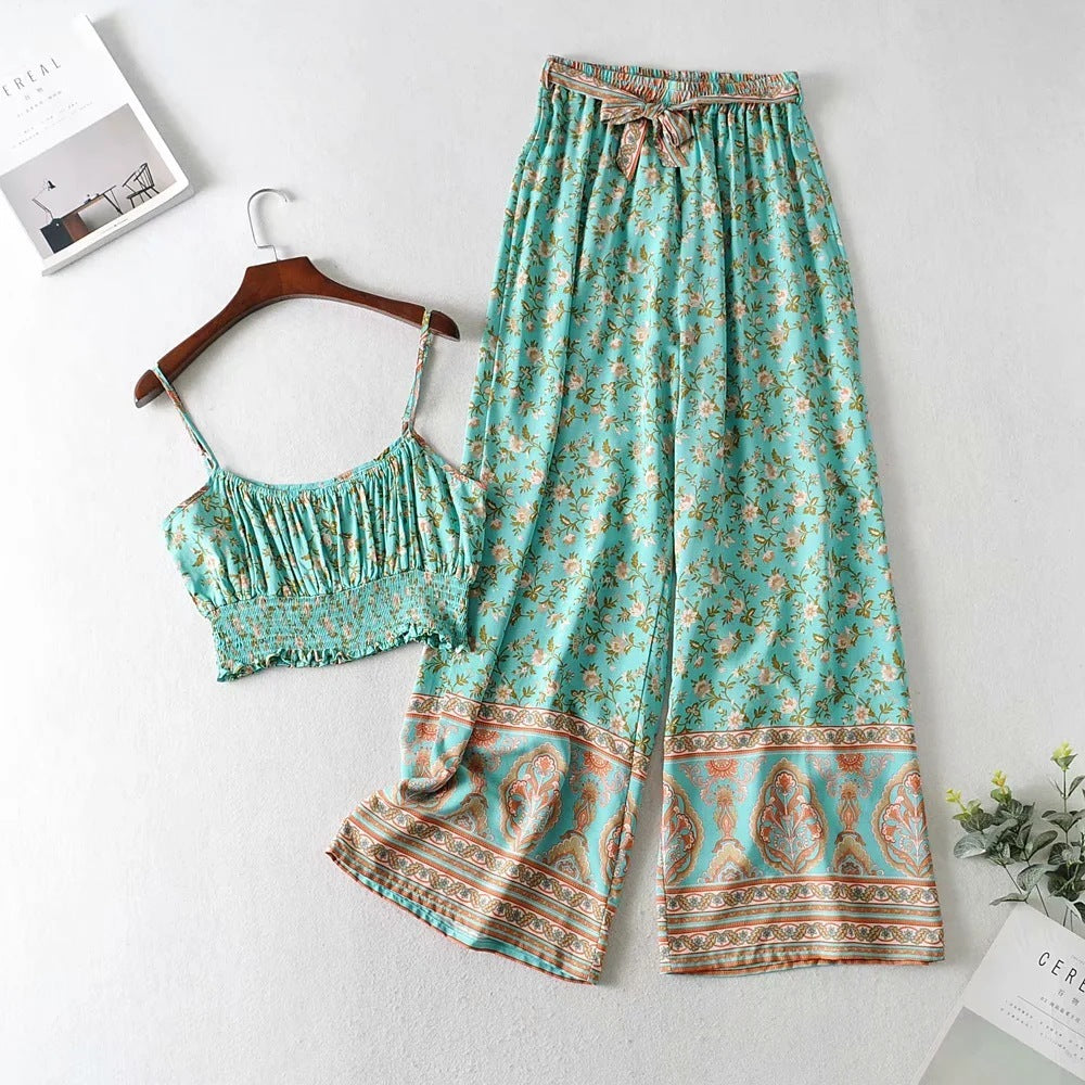Boho retro print suit