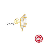 S925 Sterling Silver Geometric Kite Rhinestone-encrusted Chain Tassel Flat Head