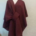 Fur Collar Fur Ball Knitted Cardigan Cape And Shawl