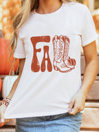 White FALL Boots Cracking Graphic T Shirt