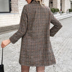 Fashion Women's Plaid Suit Collar Double Breasted Jacket