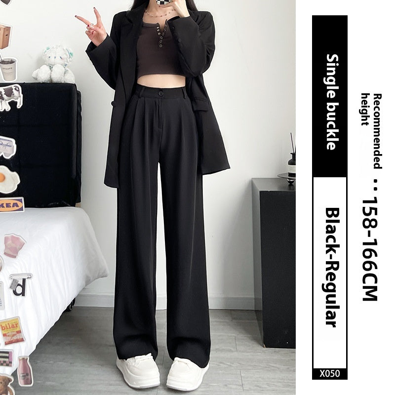 Loose Ice Silk Drape Wide-leg Straight Trousers