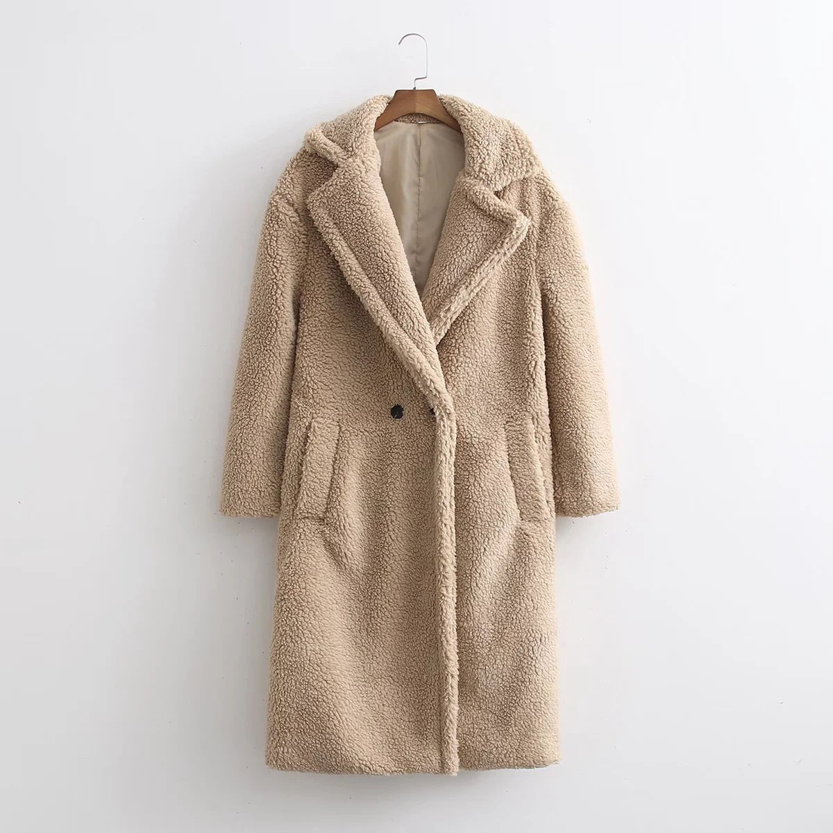 Lamb Wool Fur Profile Long Fur Coat Women