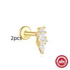 S925 Sterling Silver Geometric Kite Rhinestone-encrusted Chain Tassel Flat Head