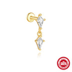 S925 Sterling Silver Water Drop Earrings Flat Spiral Puncture