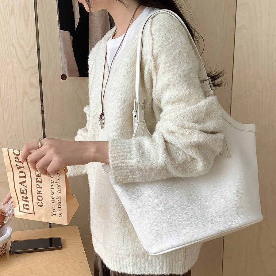 Idle Style Fashion Light Retro Pu Soft Leather Large Capacity Commuter Shoulder Bag